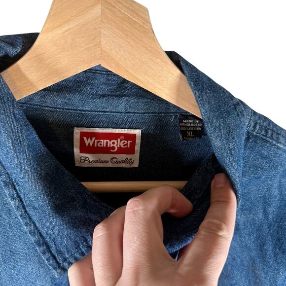 Wrangler 2 Men's XL NWT Blue & Gray 100% Cotton Relaxed Fit L/S Button Up Shirts - Picture 8 of 13